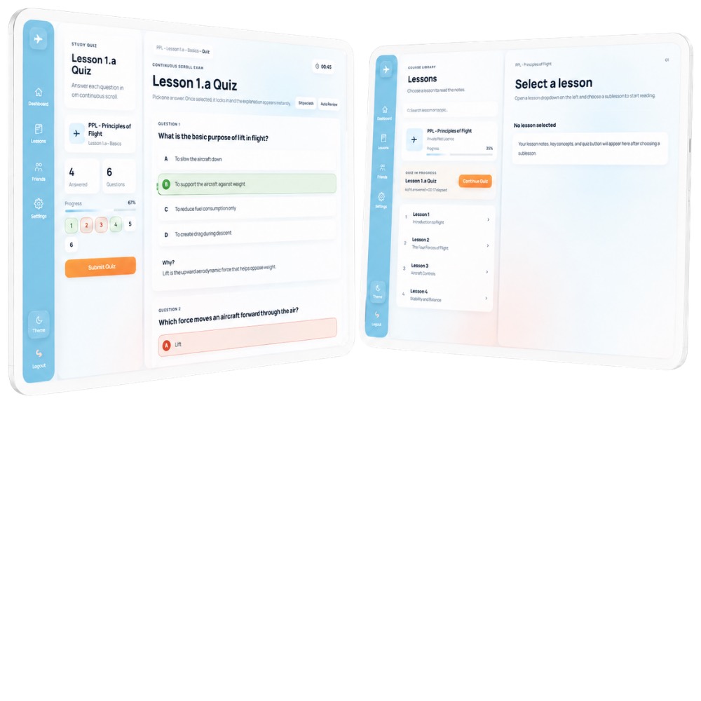 PreFlight quizzes and lessons mockup preview